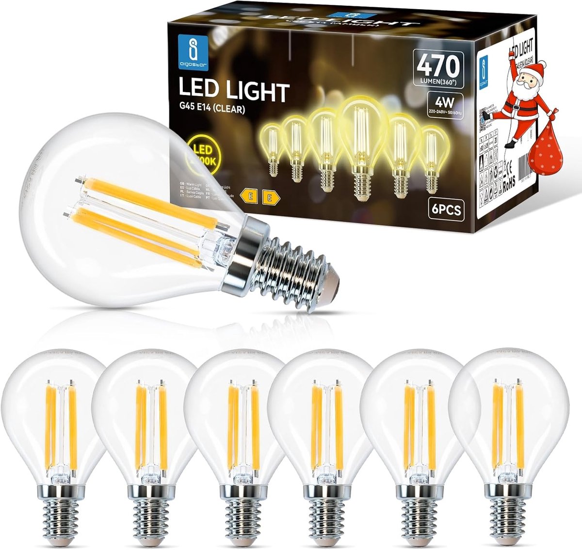 Ledlamp E14 - Gloeidraadlamp - Sfeerverlichting Creëren - Energiebesparend - 6 Stuks - Warm Wit