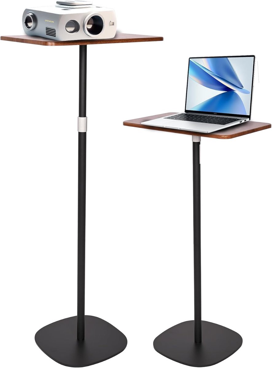 Sta-bureau - Mobiele tafel - Flexibel werken - In hoogte verstelbaar - 46-120 cm - Zwart walnoot