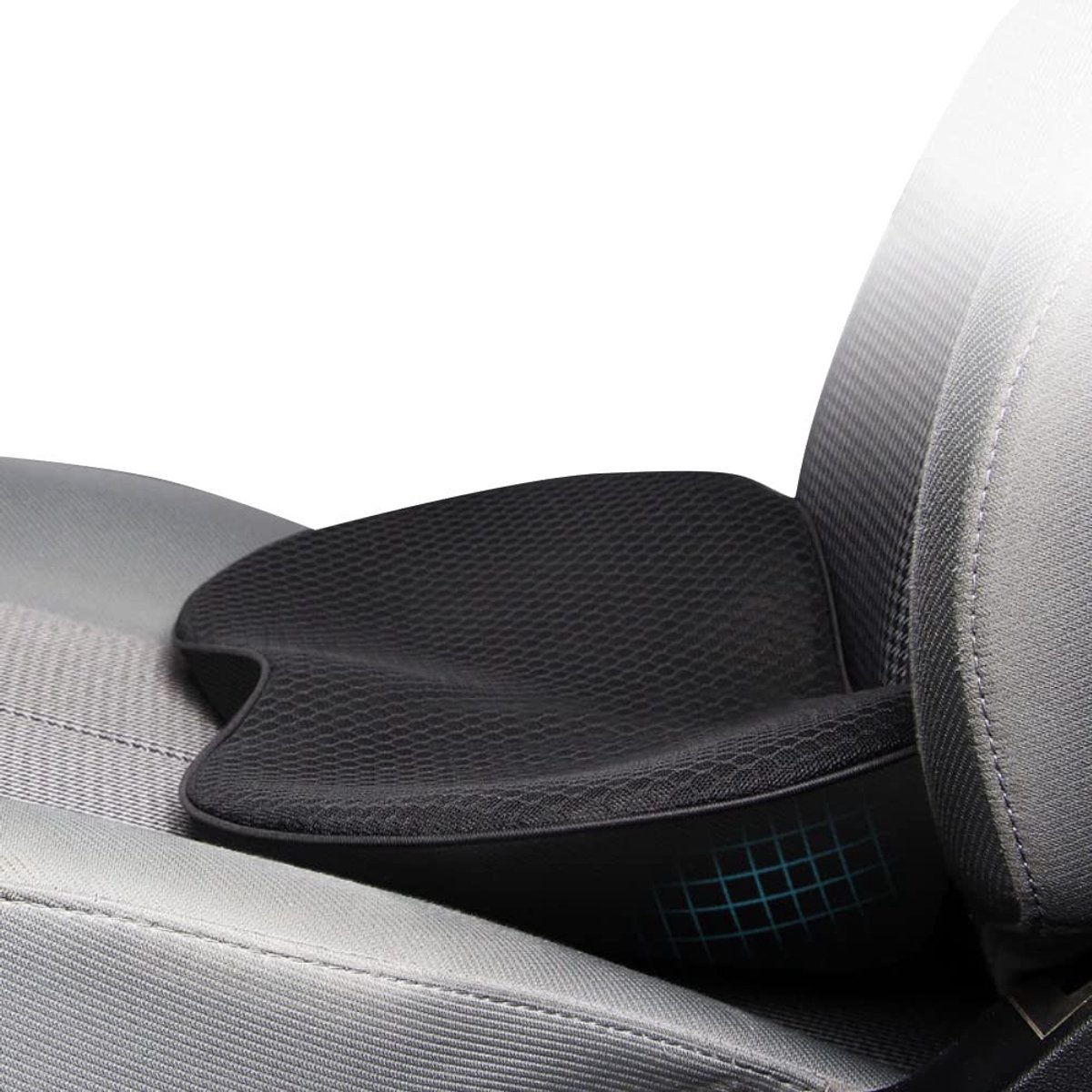 BRENZOOS- Autostoelkussen Verhoogd - Ontlastingskussen - Zitkussen Orthopedisch - Multifunctioneel Kussen - Space Memory Foam - 440x240x95 mm