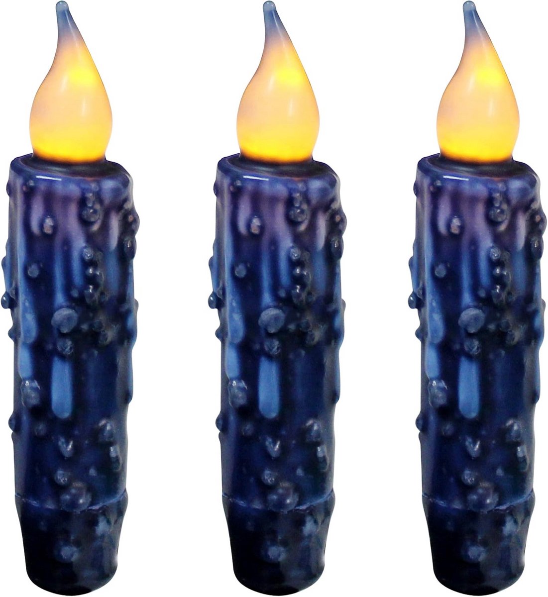 LED Kaarsen - Draadloze Decoratie - Sfeervol Huis - Met Timer - 3 Stuks - Donkerblauw