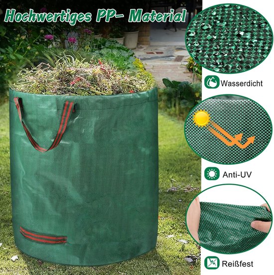 Tuinafvalzakken - Tuinzakken - Afval Verzamelen - Zelfstaand Ontwerp - 3 x 272 Liter - Groen — afbeelding 3