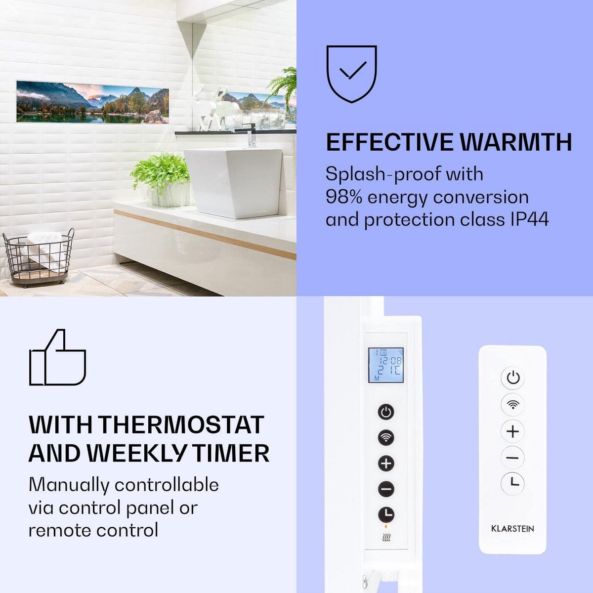 Infrarood Verwarming - Wandpaneel - Comfortabele Warmte - App Bediening - 120x30 cm - Wit – foto 5