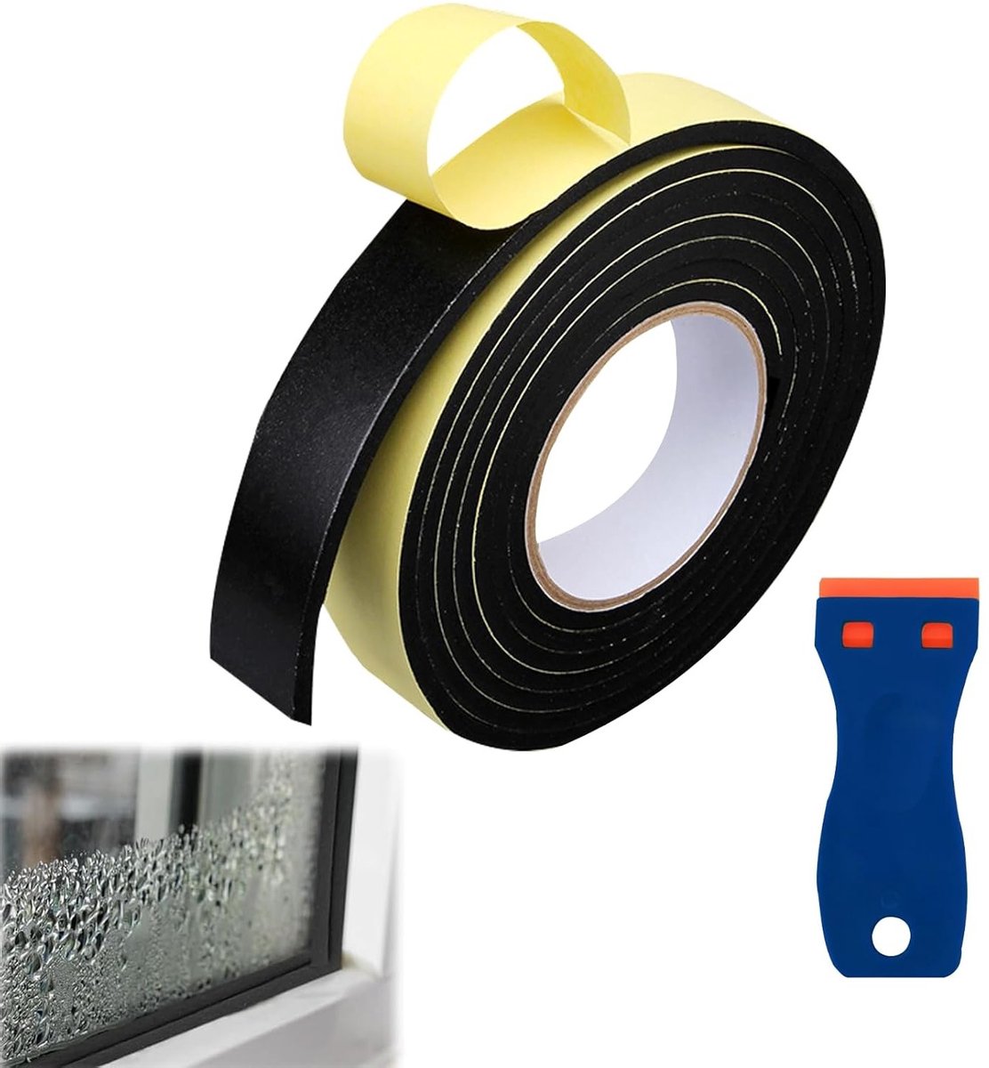 Sealing Tape voor Kooktoestellen met Kleine Schraper, 5 m, Waterdichte Montageband, 7 mm x 2 mm, Ideaal voor Keuken en Reparaties