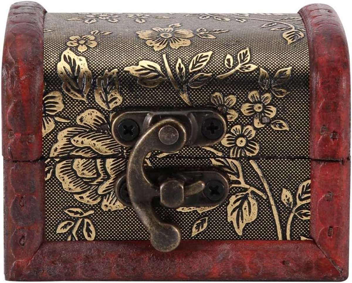 Vintage Houten Schatkist - Decoratieve Opbergdoos met Tijdloos Ontwerp voor Vrouwen en Meisjes, Perfect voor Sieraden en Accessoires