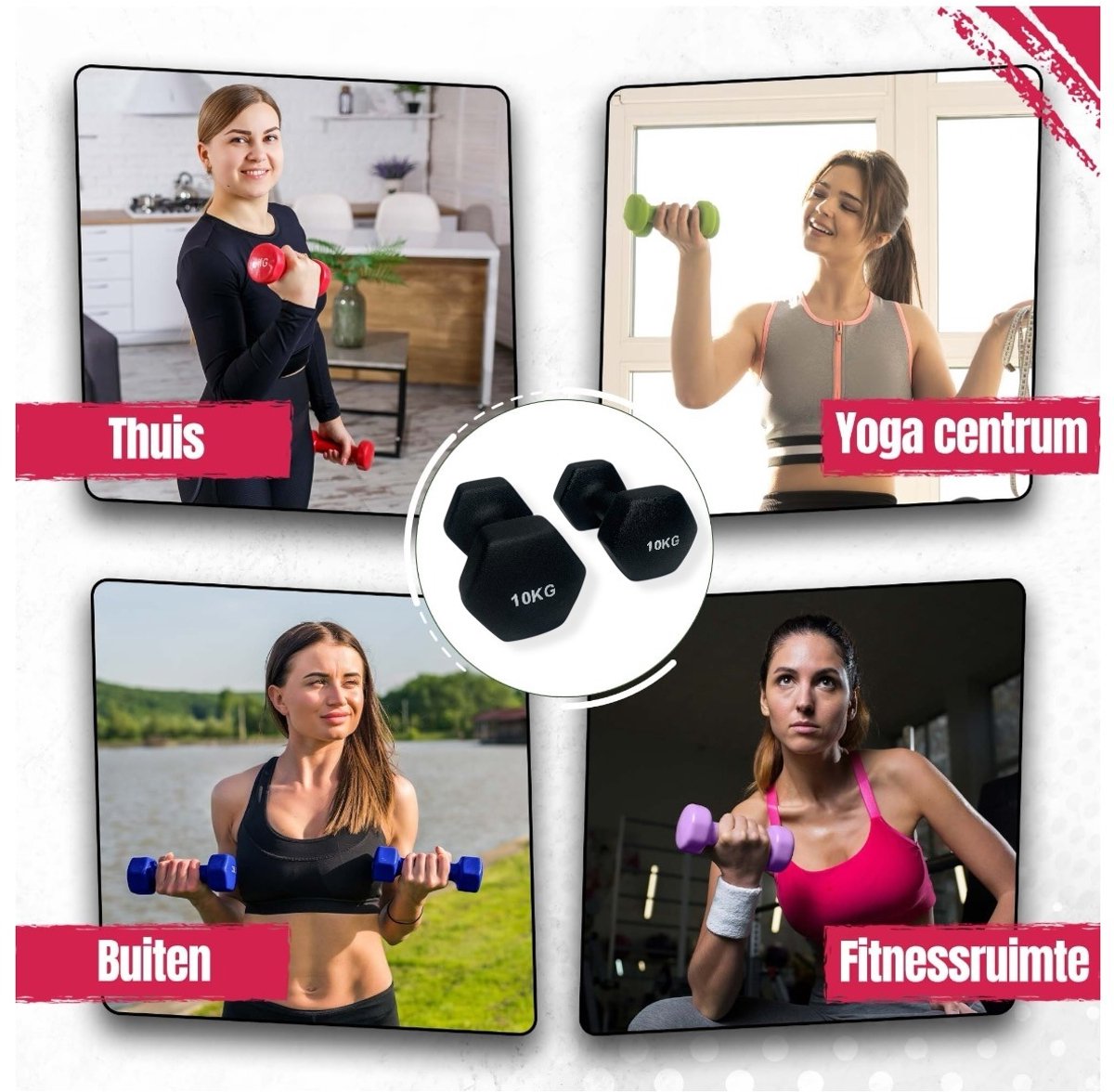 Padisport - Dumbells 10 Kg - Halter - Gewichten Set Halters - Gewichten 10 Kg - Zwarte - Gewichten – foto 5