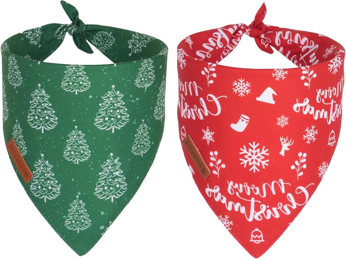 Honden Bandana Kerst - Honden Sjaal Bib - Huisdier Versieren - Duurzame Stof - Maat L - Kerstprint