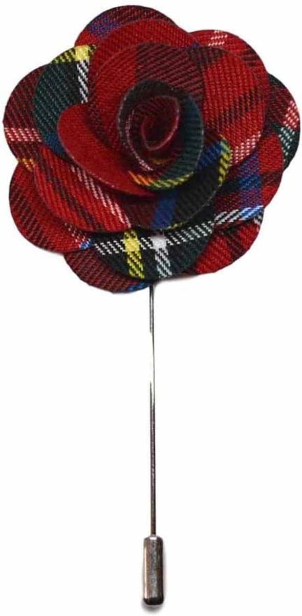 Bloemen Lapel Pin - Corsage Boutonniere - Outfit Stijlen - Handgemaakt Tartan - 8.89 x 8.61 x 1.9 cm - Rood