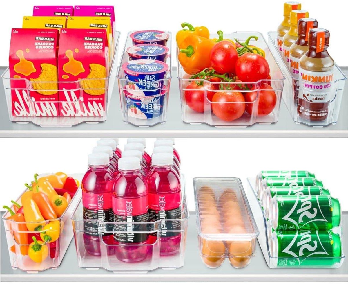 Opbergbakken Set - Keuken Organizers - Koelkast Opbergen - Stapelbaar Ontwerp - 8 Delig - Transparant