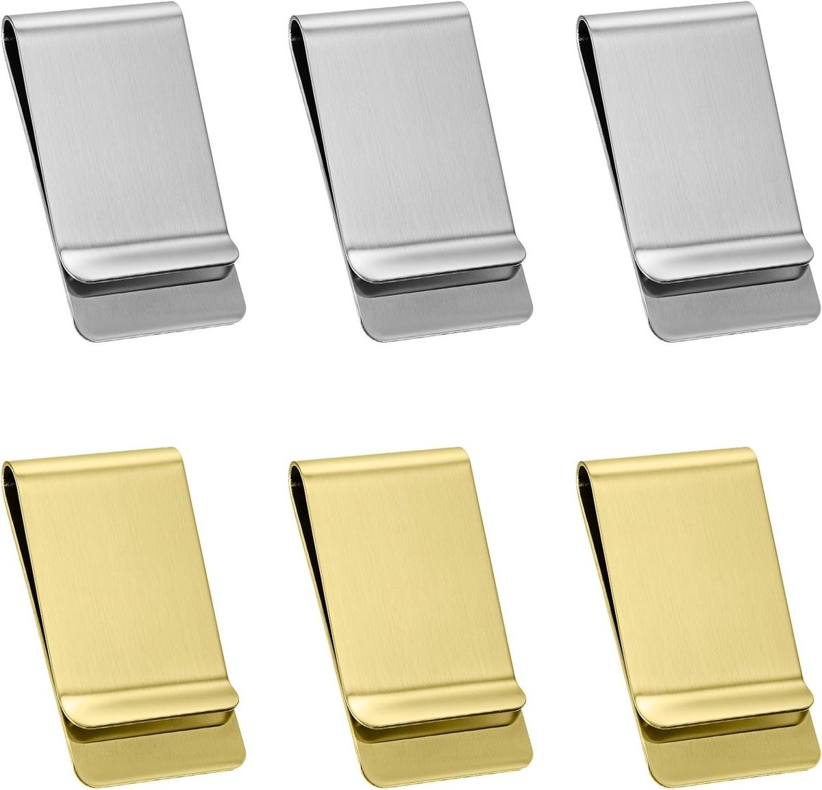 Slimme Geldclip Set van 6 Stuks voor Mannen en Vrouwen - Rvs Geldclips, Compacte Portemonnee en Creditcardhouder in Goud en Zilver