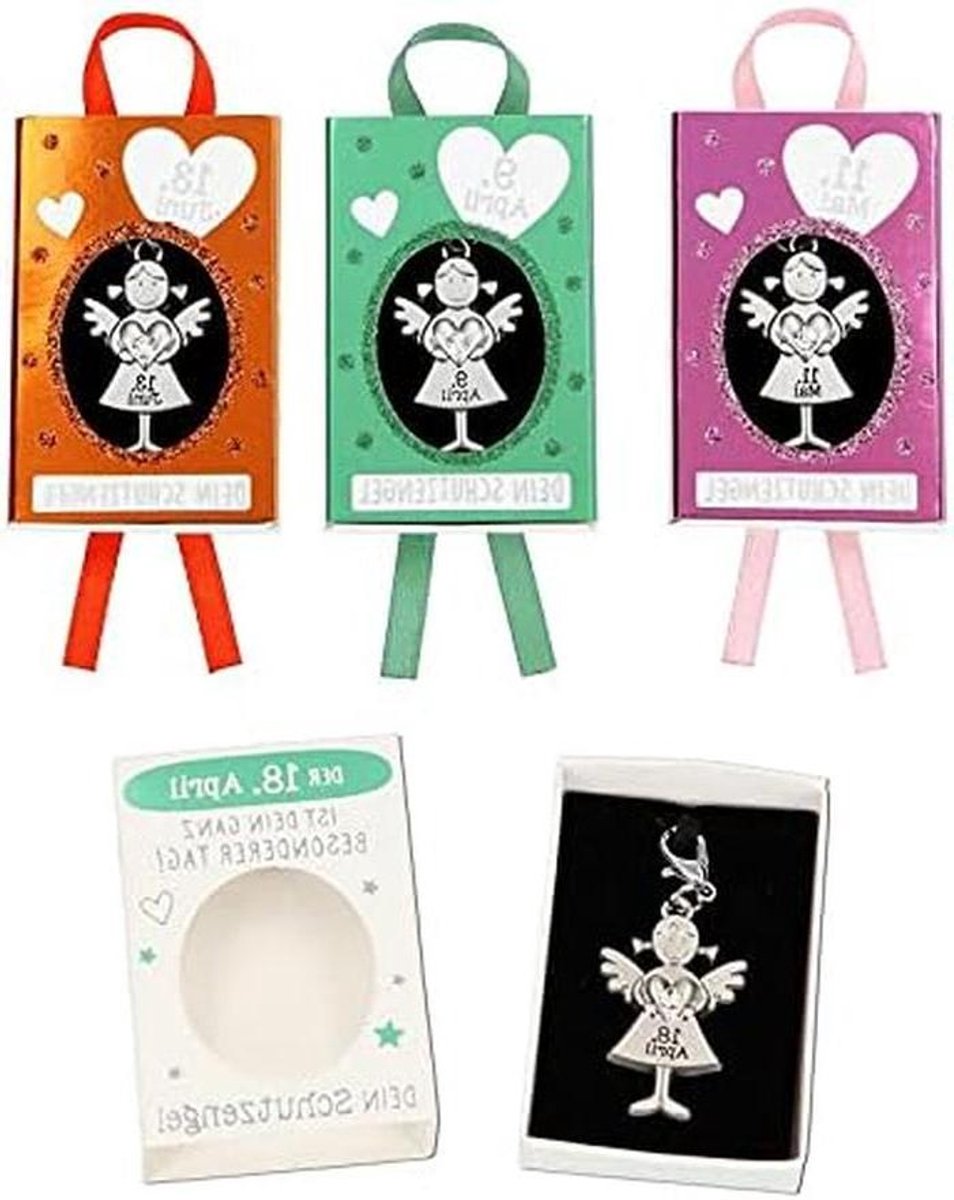 Beschermengel Hanger - Kleine Engel - Geluk Geven - Datum Specifiek - 4 cm - Zilverkleurig