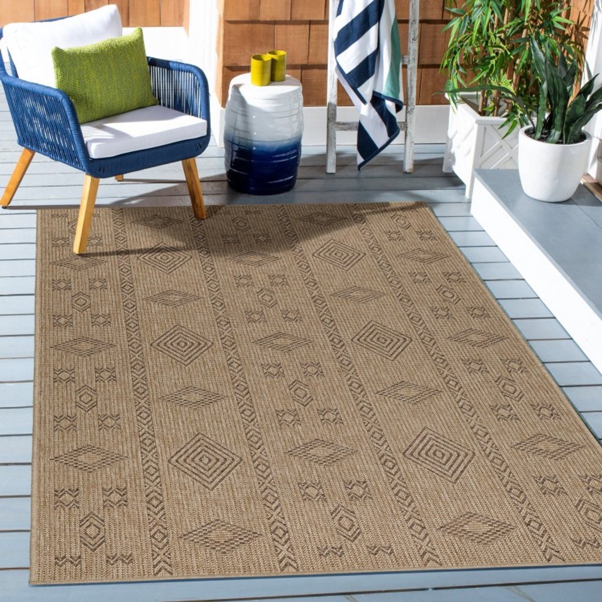 Binnen- en buitenkleed, vintage stijl, zwart, polypropyleen materiaal, voor de keuken 200x290 cm