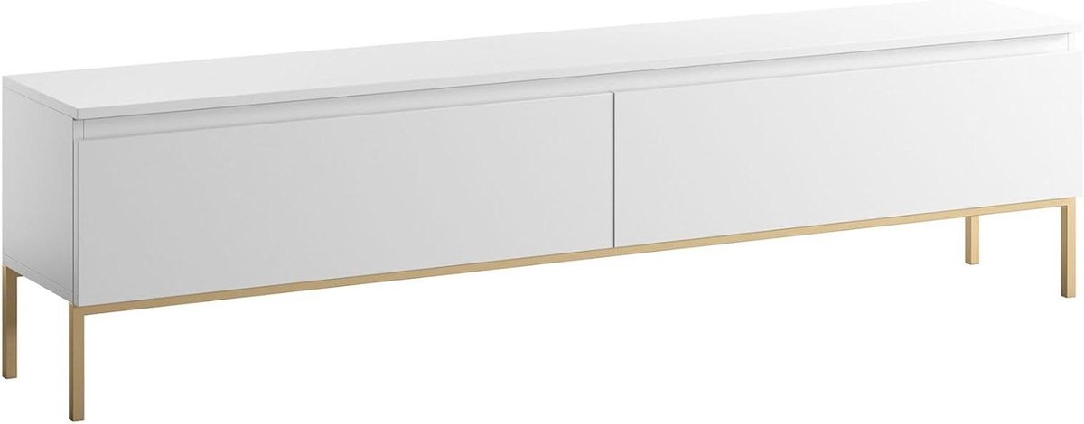 TV Meubel - TV Kast Dressoir - Woonkamer Organiseren - Gouden Metalen Poten - 175 cm - Wit