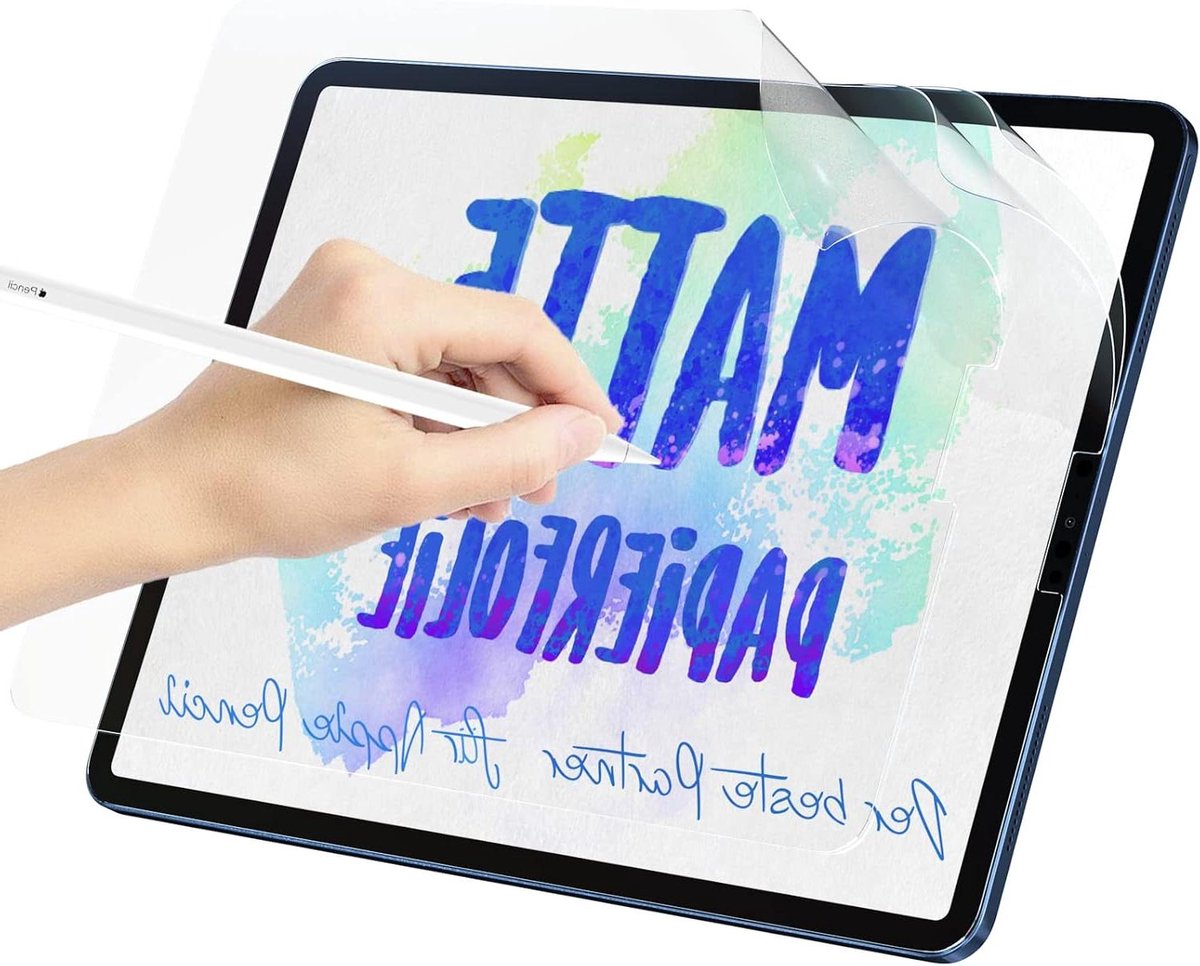 Papierfolie iPad Pro - Schrijffolie Displaybescherming - Tekenen en Schrijven - Mat Gevoel als Papier - 129 inch - Transparant