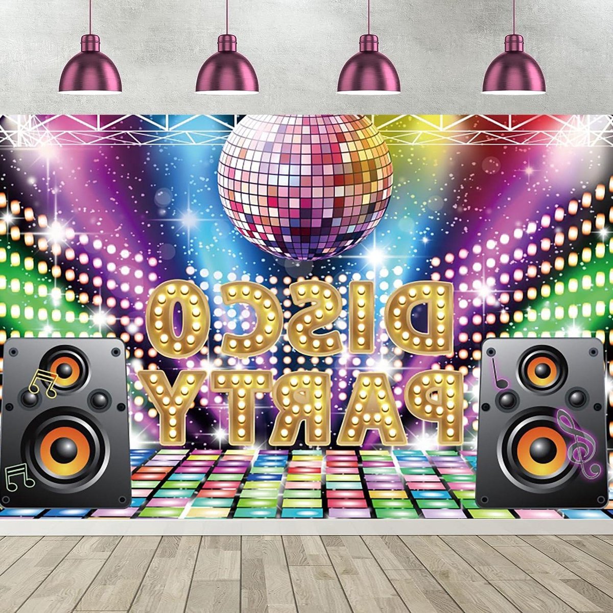 Disco Achtergrond - Feest Decoratie - Fotoshoot - Levendige Kleuren - 270 x 180 cm - Multicolor