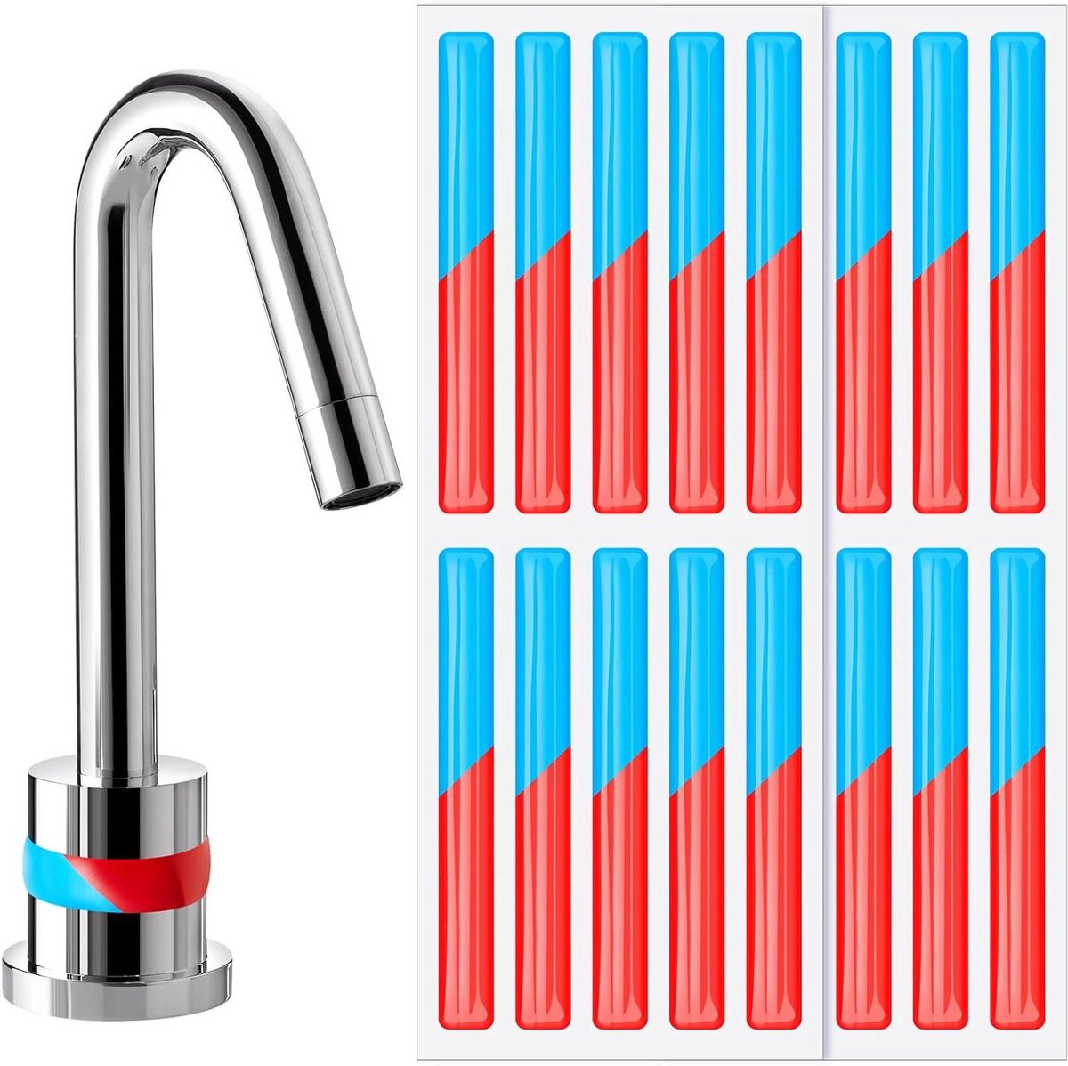 Water Temperatuur Stickers - Kraan Labels - Veilig Douchen - Waterdicht en Zelfklevend - 20 stuks - Rood en Blauw