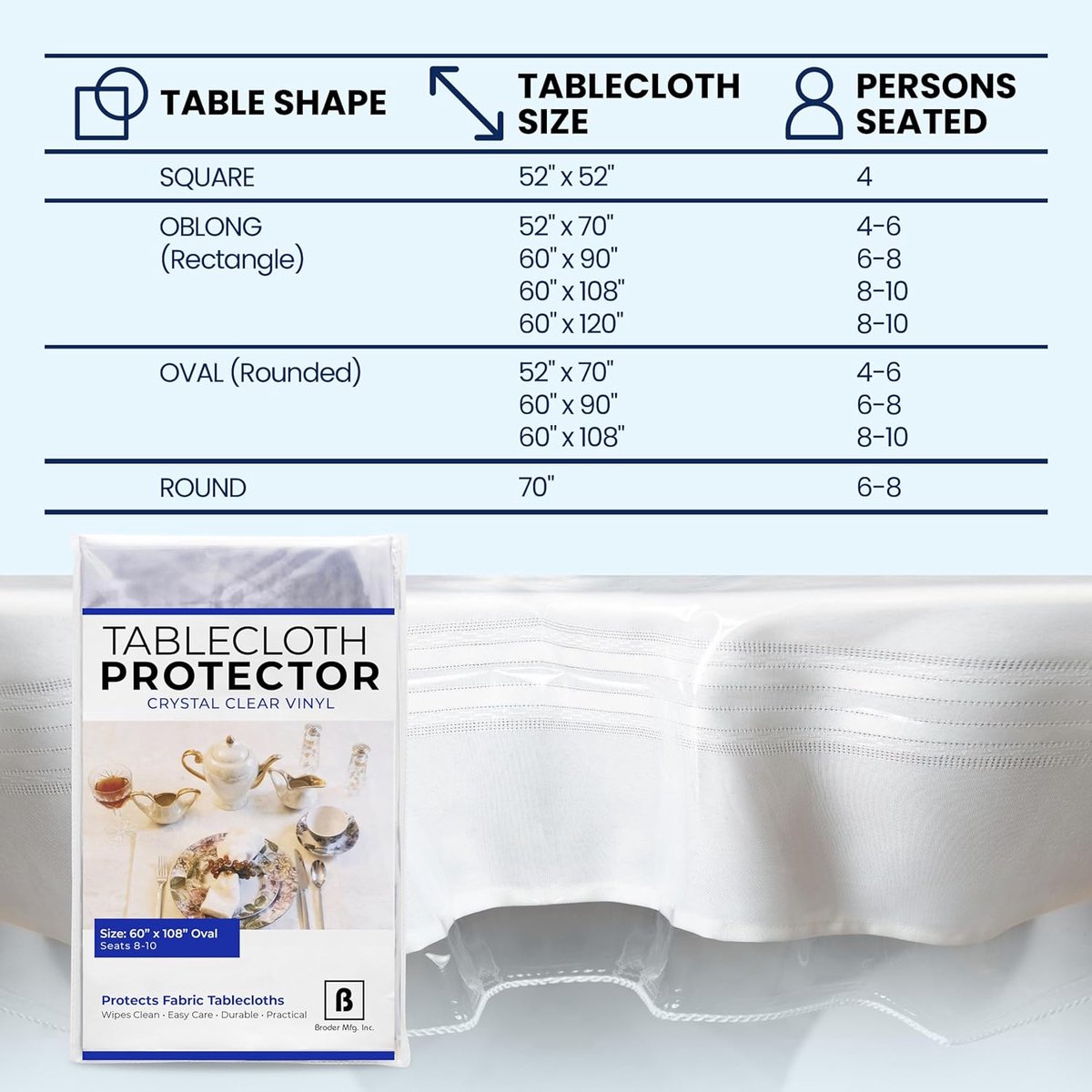 Tafelkleed Protector - Beschermhoes Tafel - Tafel Beschermen - Kristalhelder Vinyl - 60x108 inch Ovaal - Helder