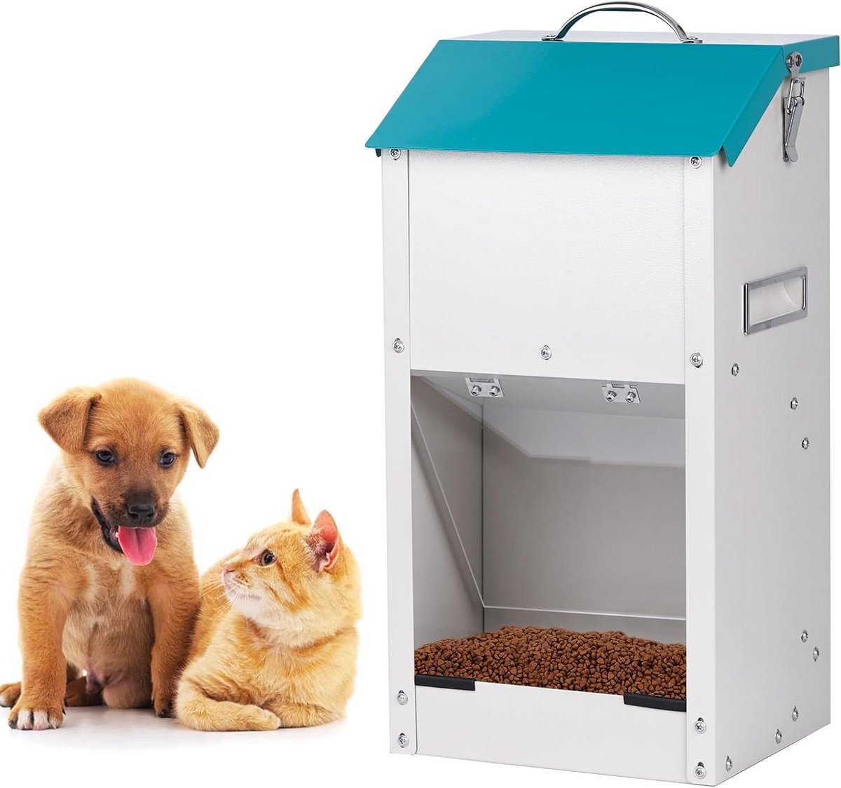 Automatische Voerbak Hond - Hondenvoer Dispenser - Huisdieren Voeden - Gegalvaniseerd Staal - 6.8 kg - Blauw