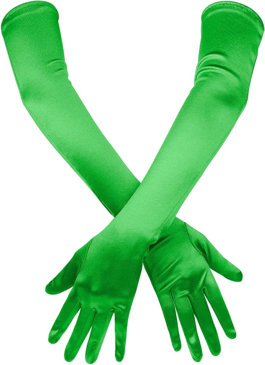 Elegante Lange Satijnen Handschoenen voor Avondfeesten, Dans en Gala's - Stretchy 53cm in Groen