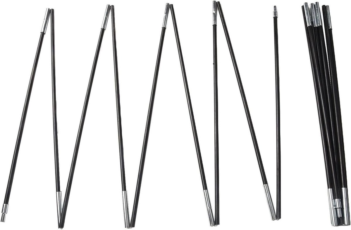 Tentstokken Set - Reserve Stokken - Tent Reparatie - Glasvezel Materiaal - 7mm Diameter - Zwart