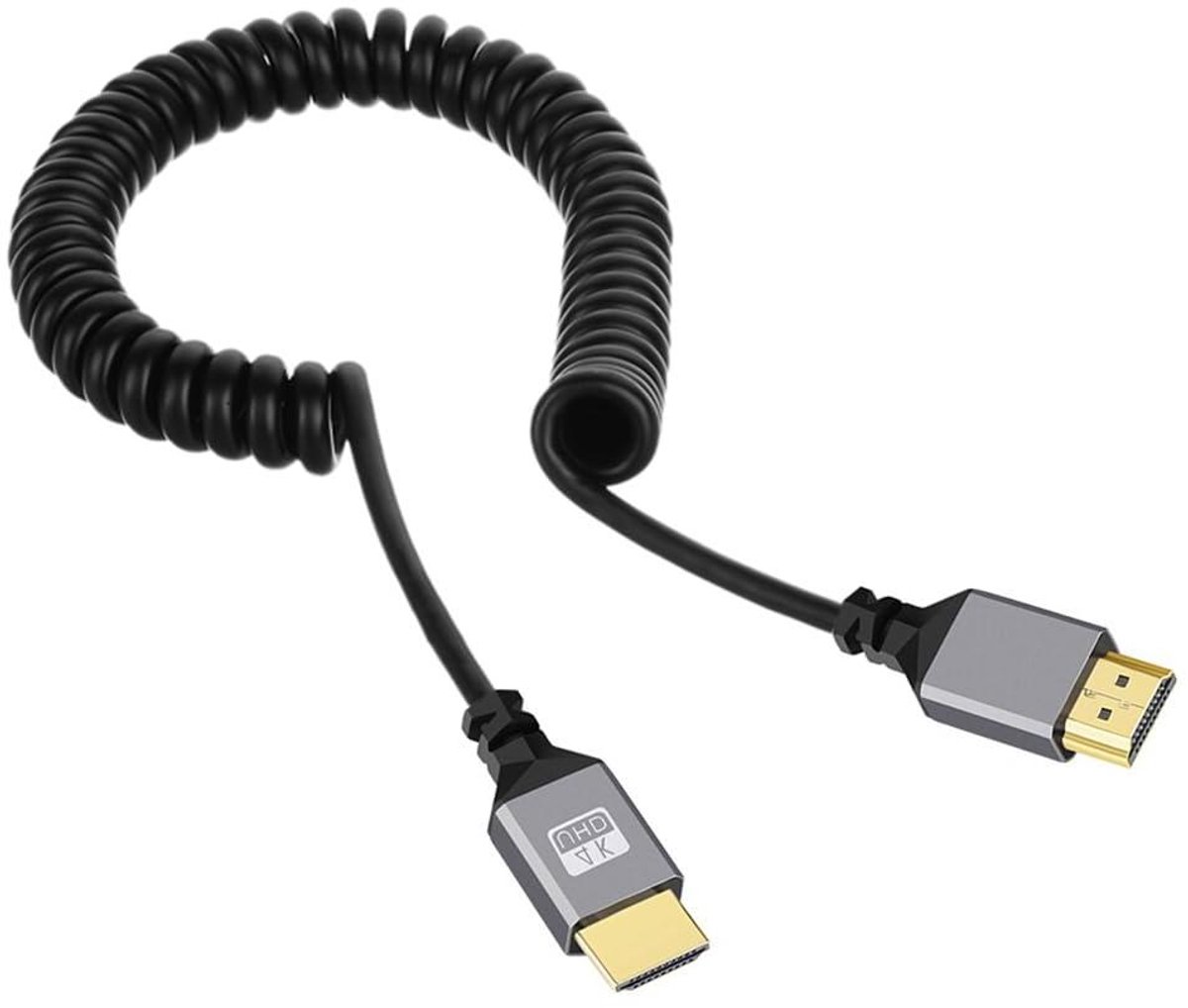 HDMI Kabel - Verlengkabel HDMI - Beeldoverdracht - Opgerolde kabel - 4K 60hz - Zwart