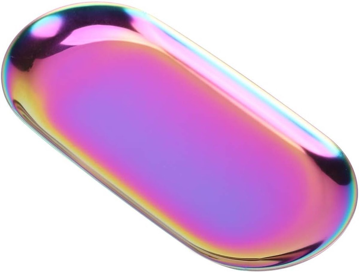 Stijlvolle opslaglade voor cosmetica en sieraden - RVS serveerschaal voor thuis en keuken in regenboogdesign