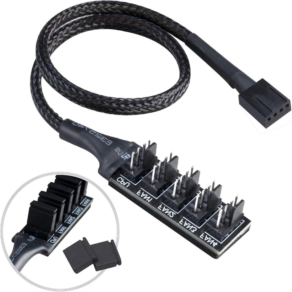 Ventilator Hub - Fan Splitter - PC Koeling Uitbreiden - 5 Poorten - 30 cm - Zwart