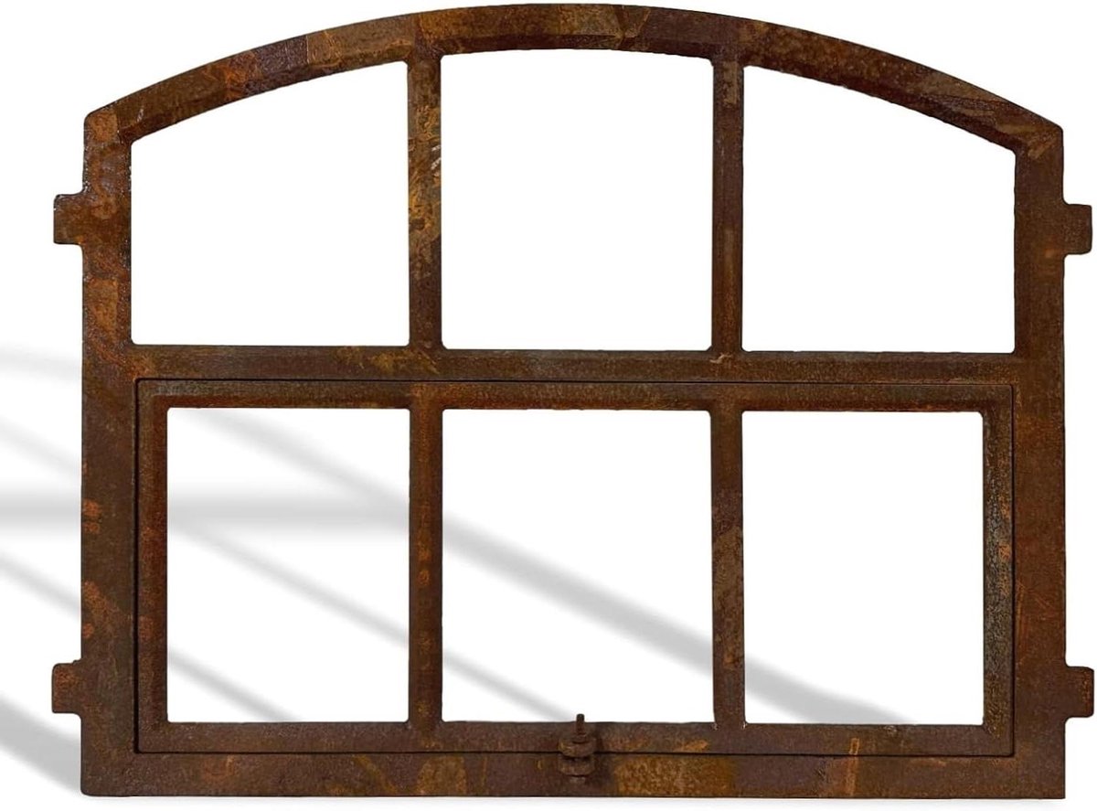 Schuurraam Ijzer - Stalraam Venster - Decoratie en Gebruik - Antieke Stijl - 68x56cm - Roest
