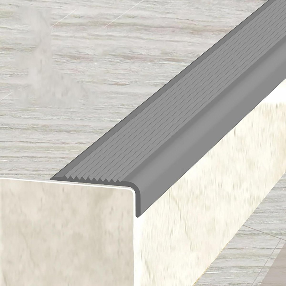 Trapneuzen Randtreden - Traptrede Beschermers - Veiligheid Verhogend - Houtnerf Afwerking - 1.5x4 cm - Grijs