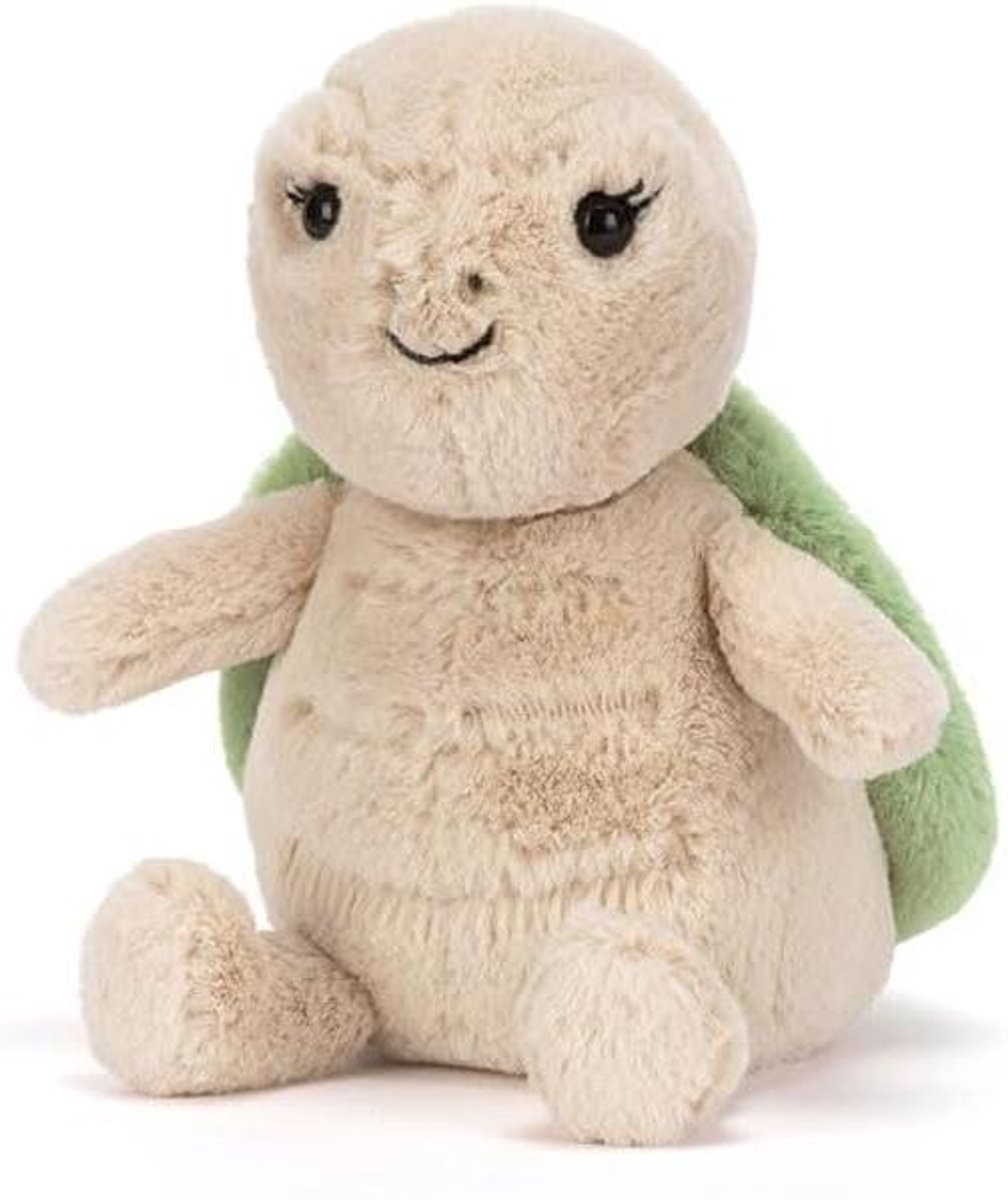 Vingerpoppetje Schildpad - Handpop Dier - Verhalen Vertellen - Zacht Polyester Materiaal - 16cm x 9cm x 10cm - Groen