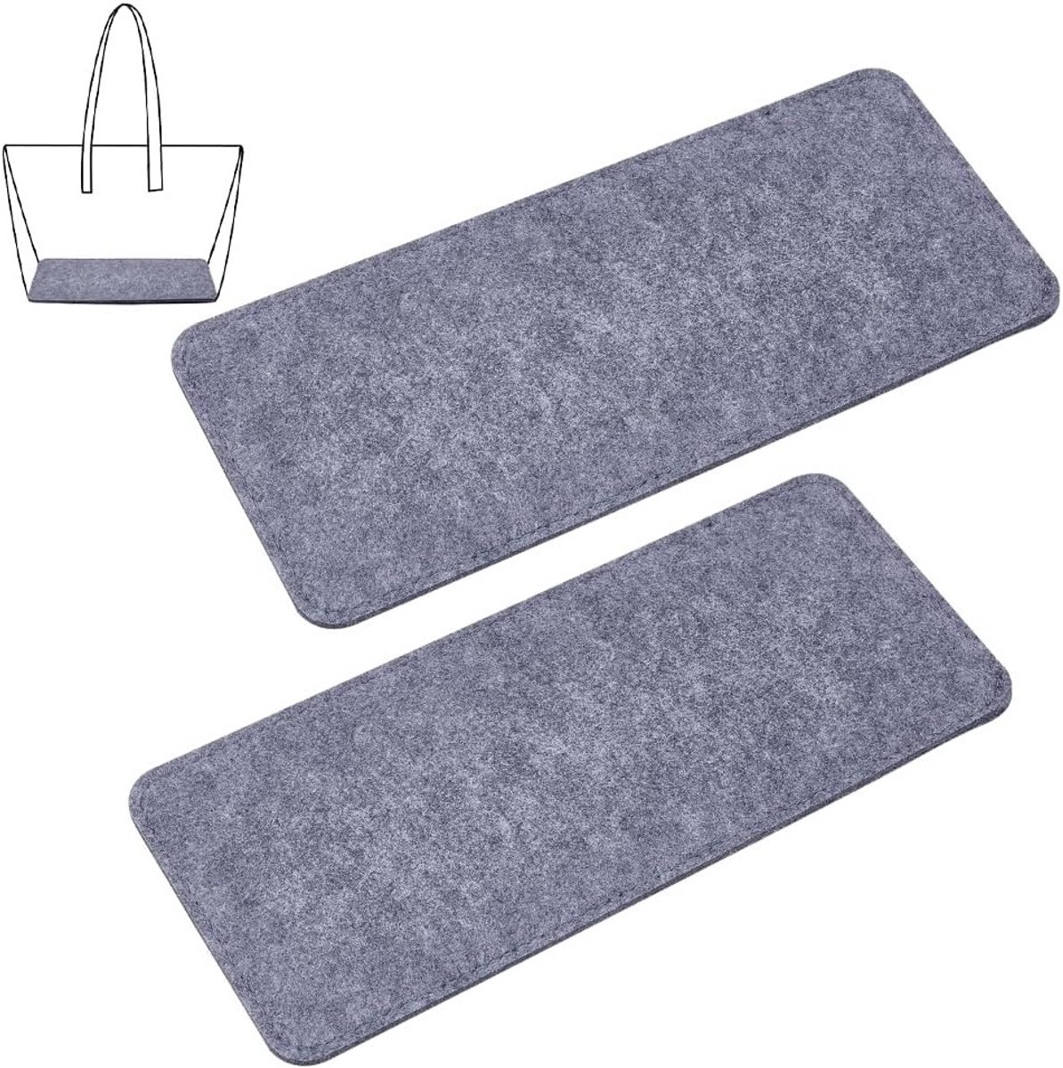 2 Stuks Vilt Tas Bodemvorm, 12x5.16 cm Zwarte Rectangulaire Vilt Tasbodem voor Handtassen, Rugzakken en Cosmetica Reistassen, 6mm Dikte