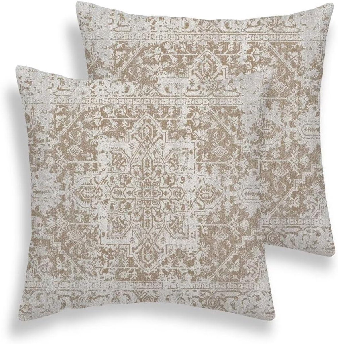 Boho Kussenslopen - Decoratieve Kussenhoezen - Huis Decoreren - Tapijtpatroon Design - 55 x 55 cm - Bruin Beige