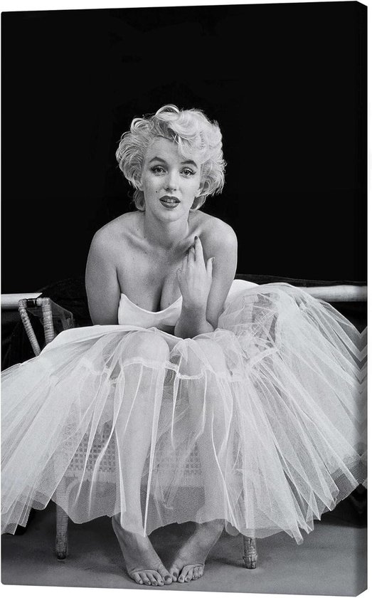 Canvas Print Marilyn Monroe - Wanddecoratie Poster - Muur Opfleuren - Directe UV-print - 20 x 30 cm - Zwart-wit