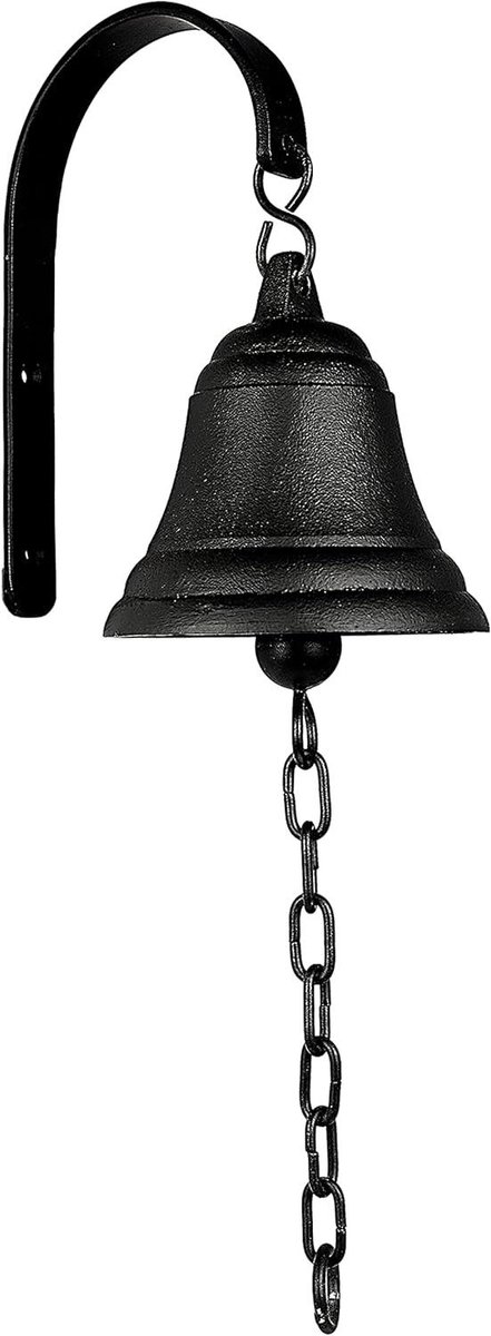 Gietijzeren Dinerbel - Wandbel Deurbel - Rustiek Decor - Helder Luid Geluid - Hoogte 20cm - Zwart