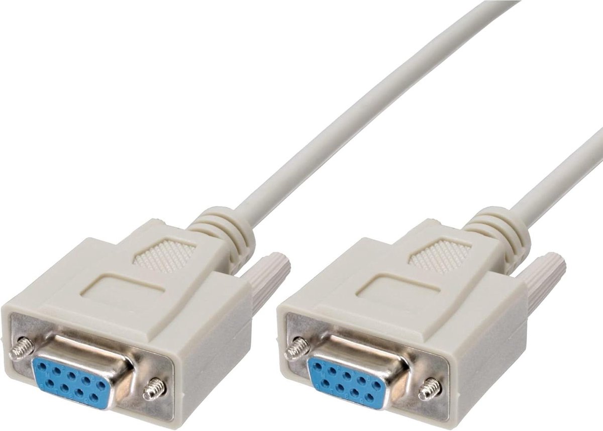 Nulmodemkabel - Seriële Kabel - Apparaten Koppelen - Gegoten Connectoren - 10m - Beige
