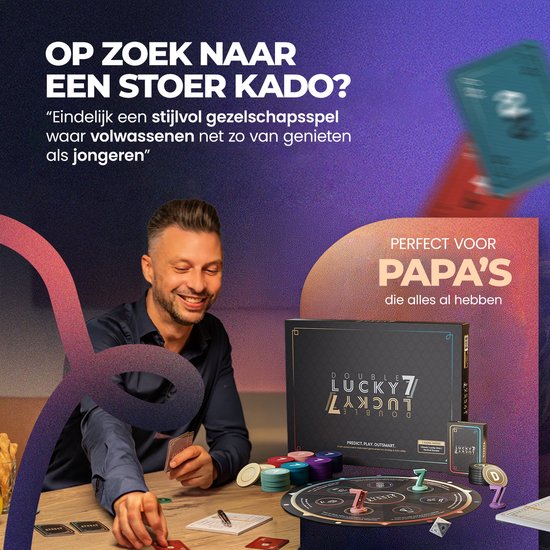 Double Lucky 7 - Gezelschapsspel voor volwassenen en families - 2026 Editie met Lucky Wheel – Bordspel & kaartspel in 1 met verrassende twists - Vanaf 14 jaar - 2 tot 7 spelers - 40 min.