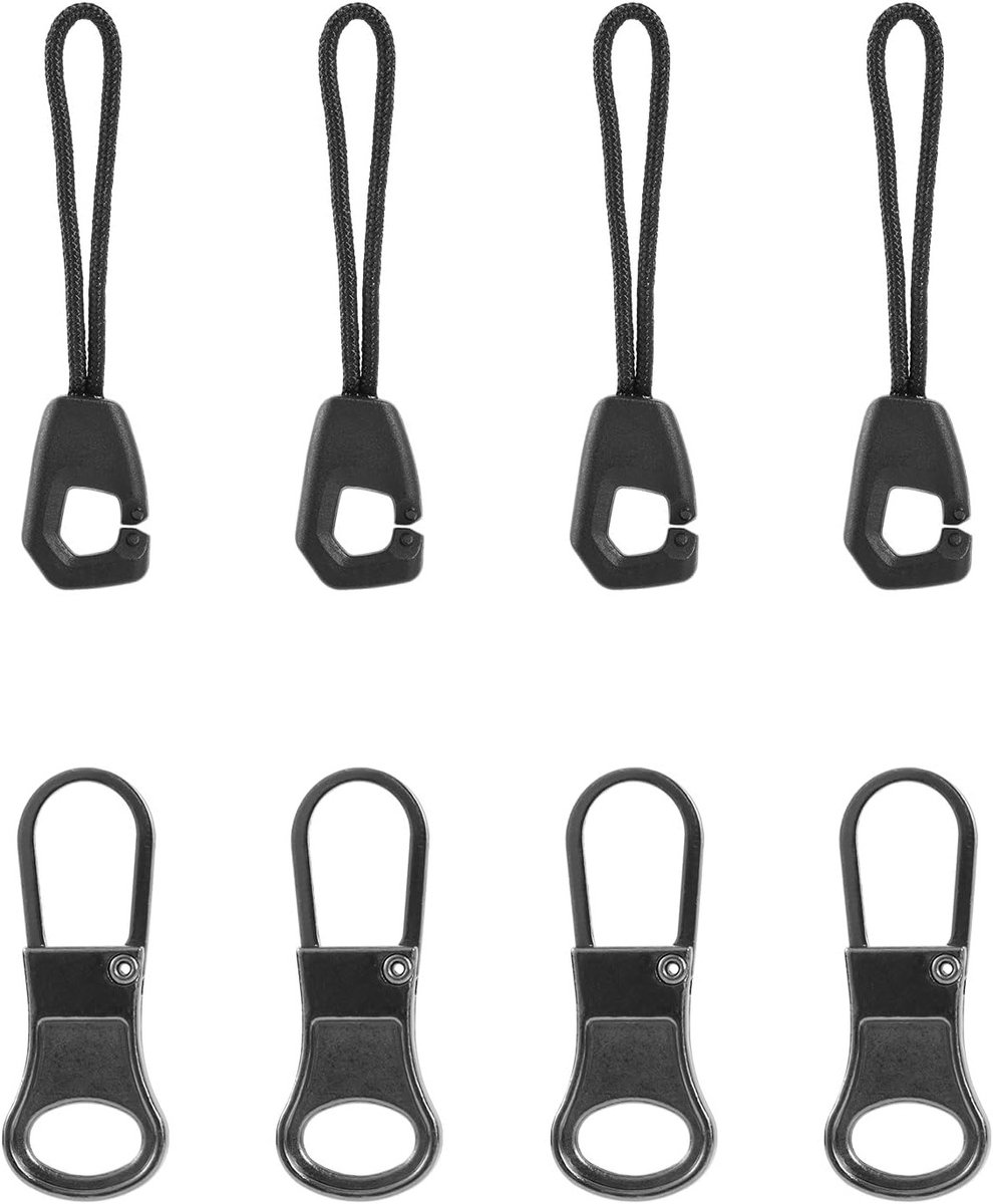 8 Stuks Vervangbare Rits Trekhaakjes, Afneembare Ritsen Tab-Tags en Verlengkabels voor Ritsreparatie van Koffers, Kleding, Rugzakken en Jassen