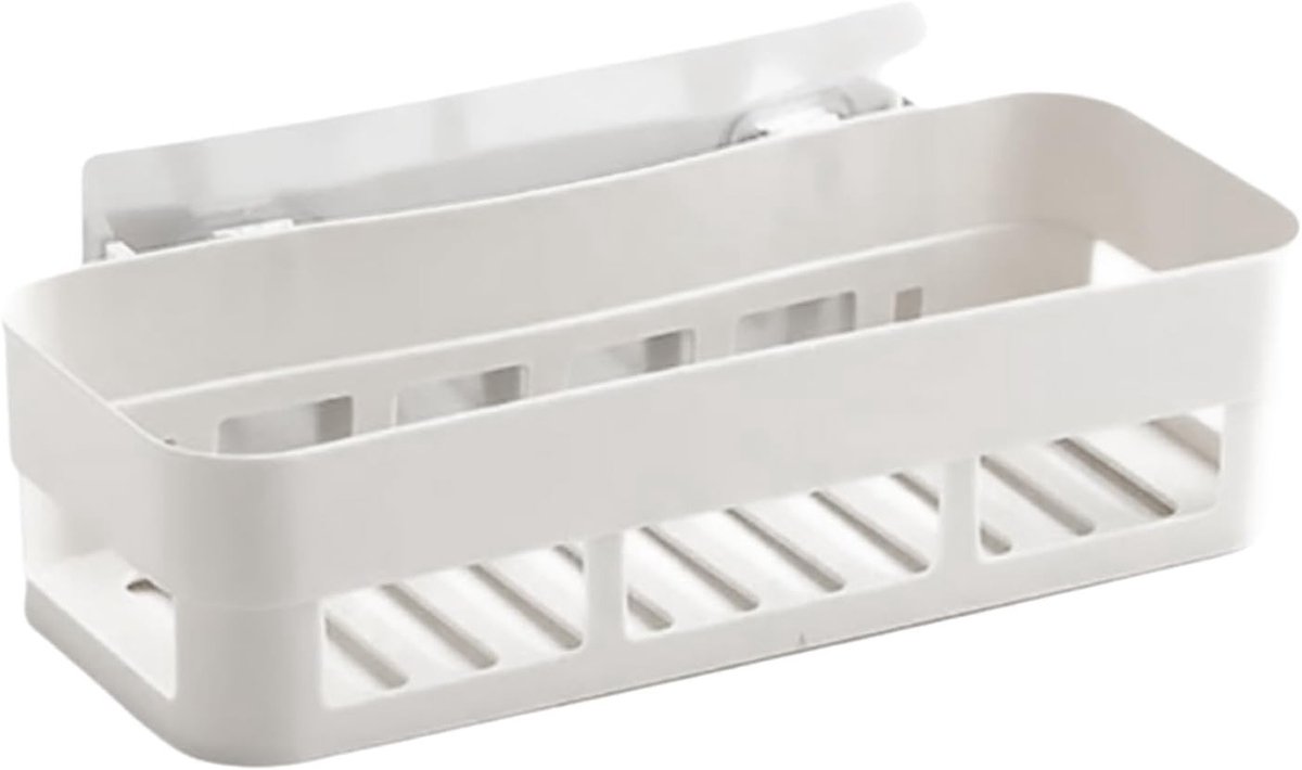Praktische Douche Organizer zonder Boren - Muurbevestigde Plastic Badkamer Plank voor Efficiënte Opslag en Ruimtebesparing (beige)