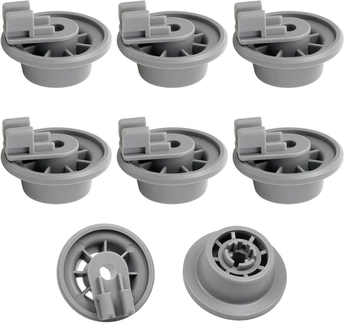 Ondermandjes Vaatwasser - Korfwielen Set - Vaatwasmachine Onderhoud - Universele Pasvorm - Set van 8 - Grijs