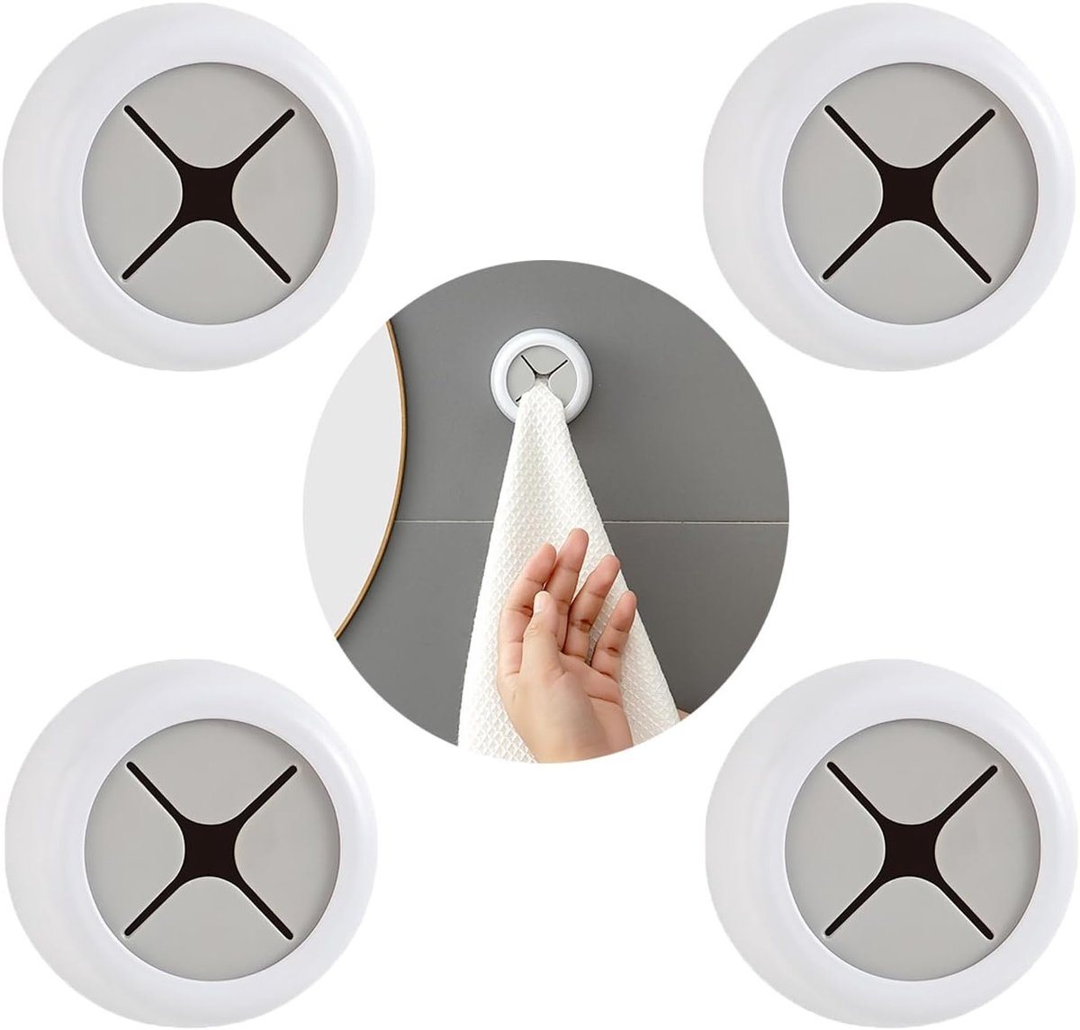 Premium Zelfklevende Handdoekhouder voor Keuken en Badkamer - Set van 4 Handdoekhaken zonder Boren, Ideaal voor Huishoudelijk Gebruik