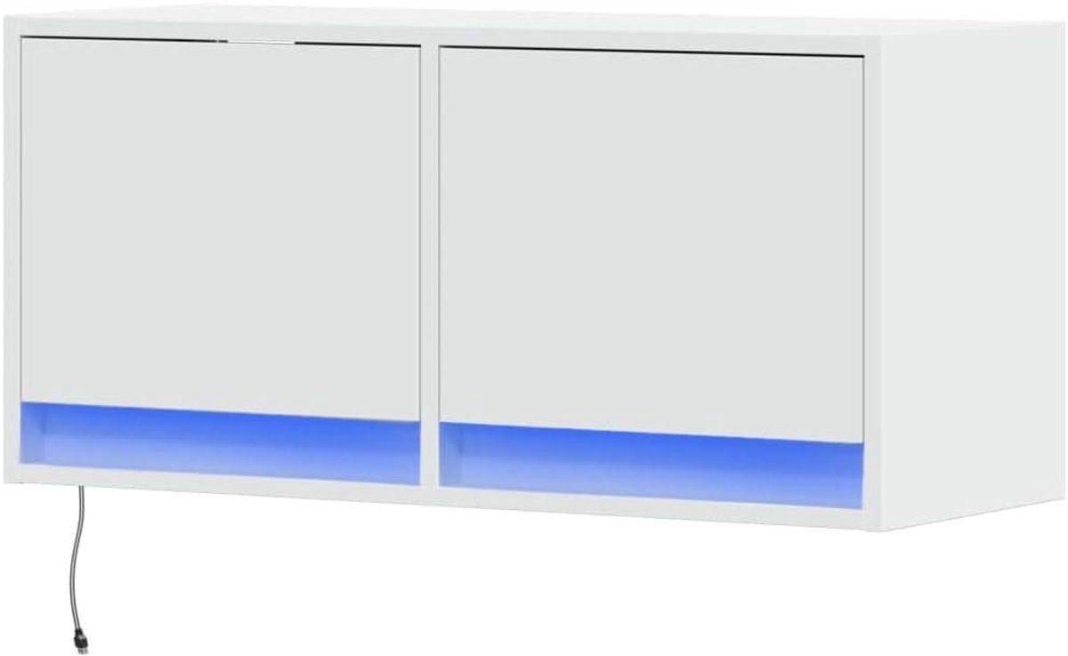 Tv-wandmeubel - Wandkast Dressoir - Woonkamer Opruimen - Met LED-verlichting - 80x31x35 cm - Wit