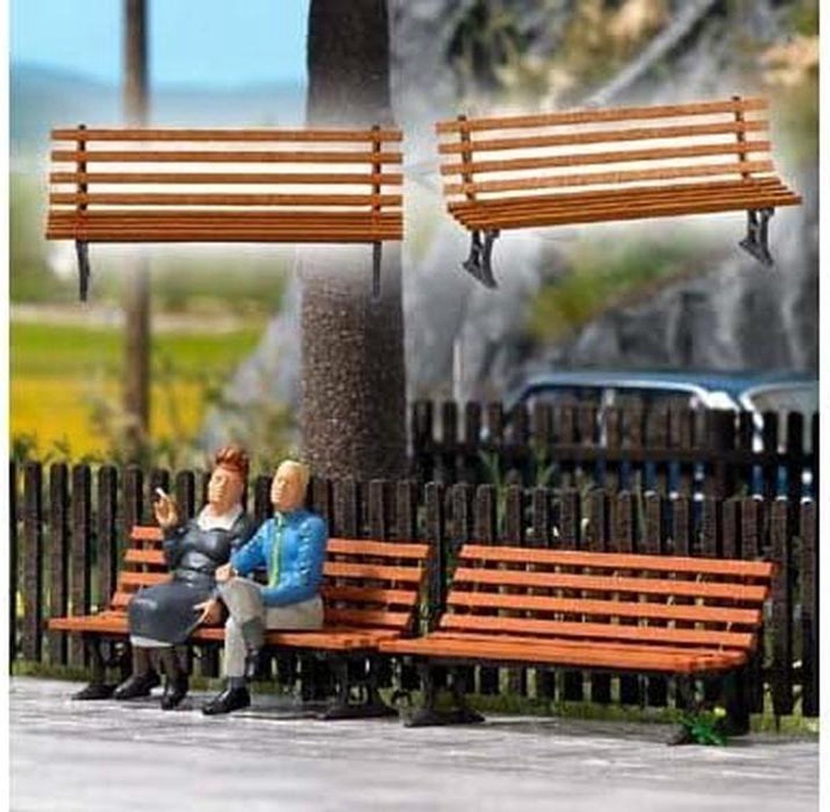 Modelspoorbanen Banken - Openbare Zitbanken - Diorama Decoratie - Natuurlijk Hout - Niet gespecificeerd - Bruin