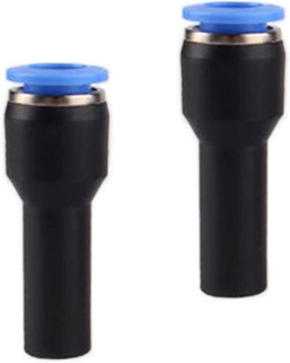 Pneumatische Reductie Koppeling - Steeknippel Slang - Perslucht Verbindingen - IQS Snelaansluiting - 12mm op 10mm Slang - Zwart/Blauw