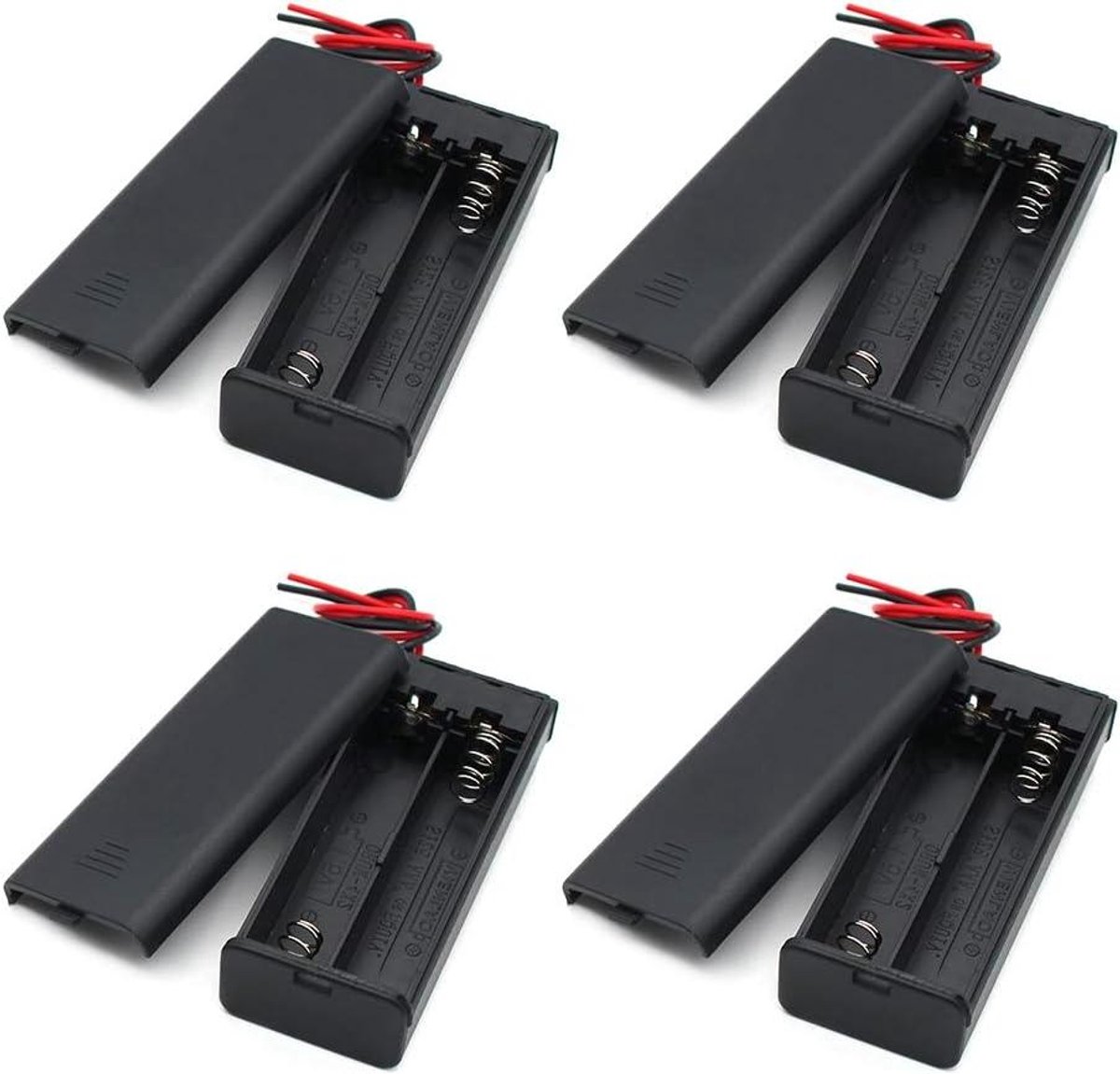 Batterijhouder met Schakelaar - AAA Batterij Case - Elektronica Projecten - Met Aan/Uit Schakelaar - 4 Stuks - Zwart