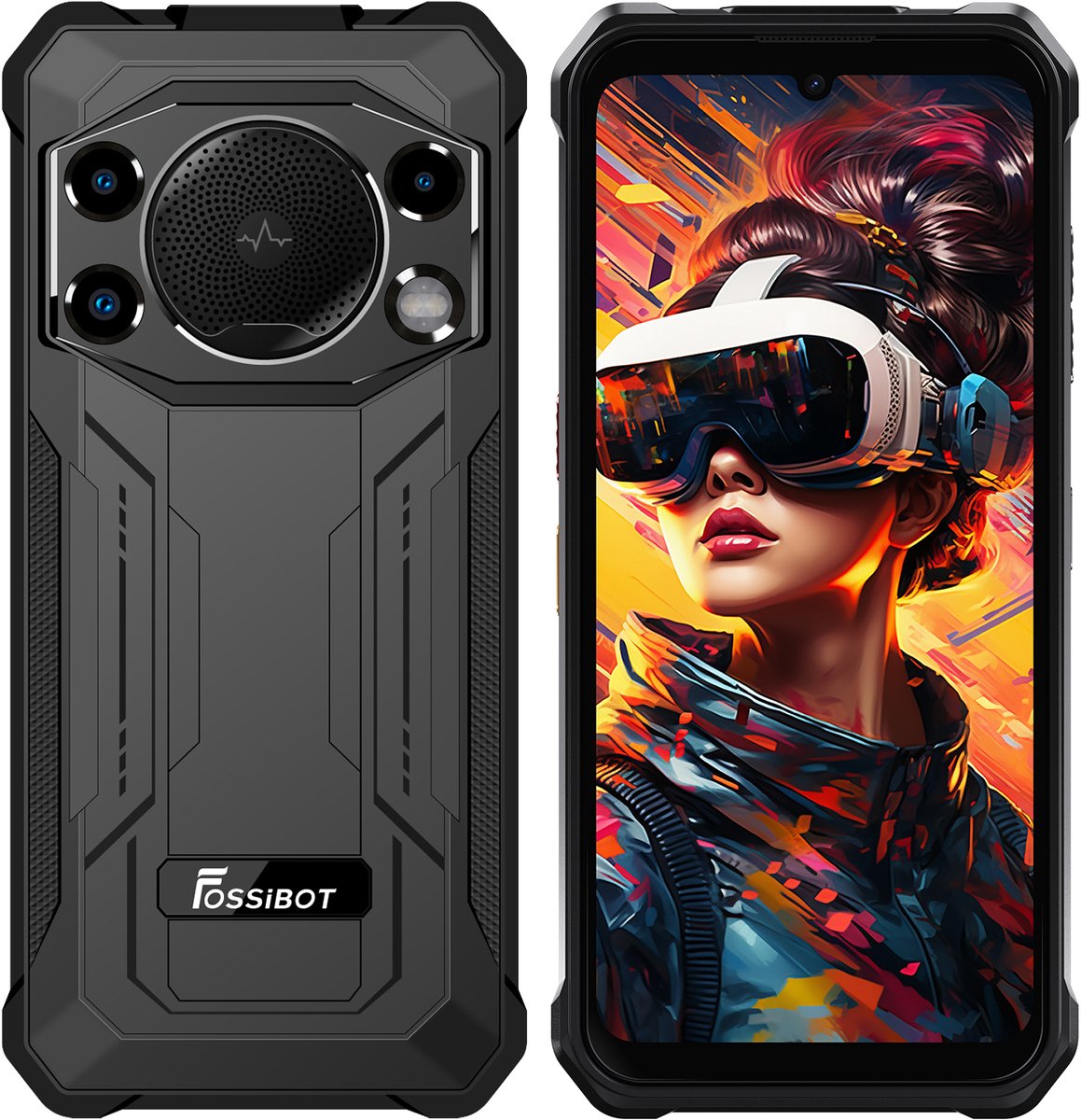 FOSSiBOT F110L Robuuste Smartphone - Dual SIM - 4GB RAM - 128GB ROM - 10000mAh - 6,745 inch HD+ IPS Scherm - IP68 Waterdicht Telefoon -Android 15- GPS,NFC,OTG - ijzergrijs