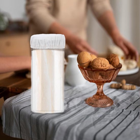 Zuurdeeg Starter Deksel - Fermentatiehoes Linnen - Deeg Laten Rijzen - Ademend Katoen Linnen - 7-12 cm Diameter - Beige — afbeelding 2