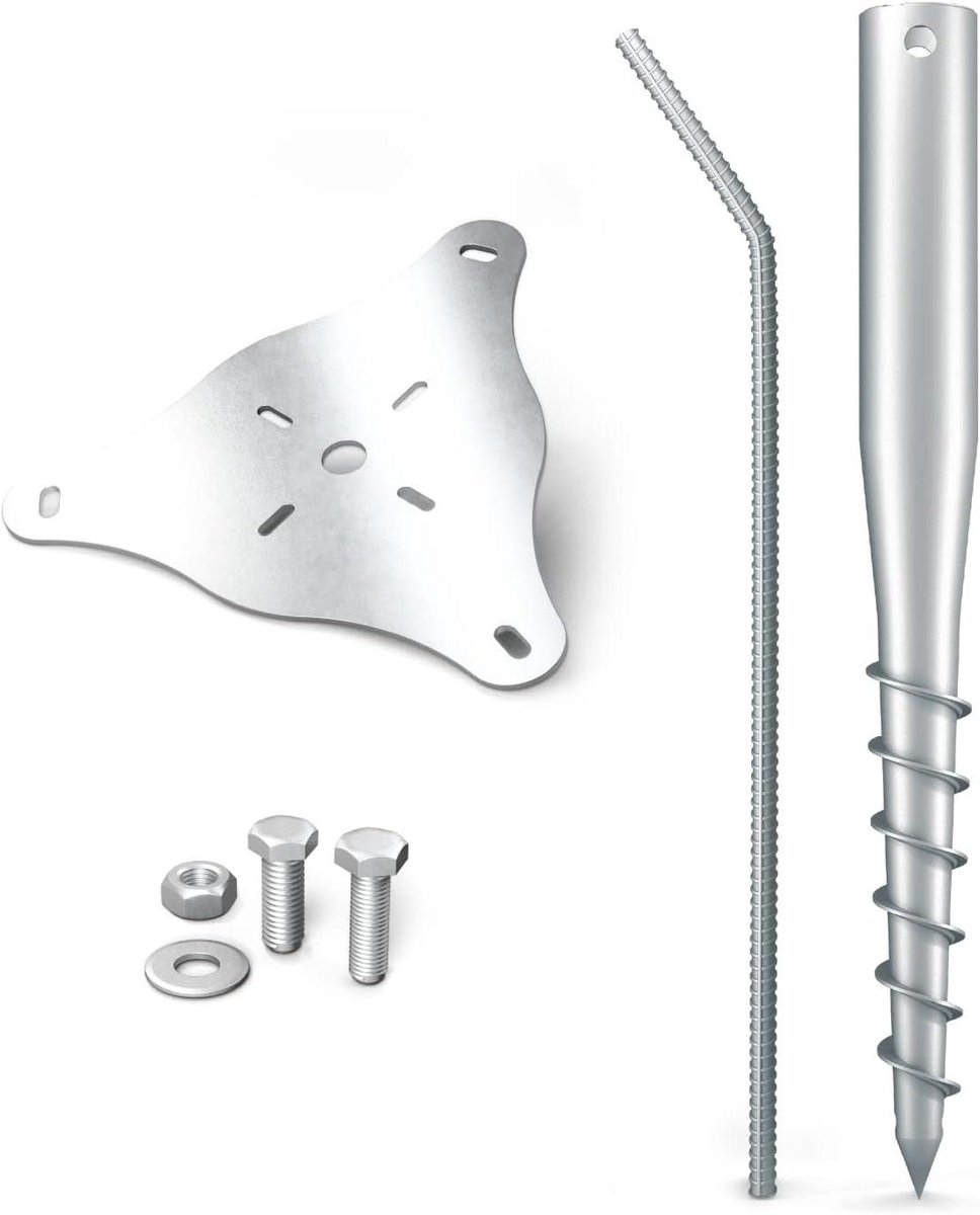 Anker-Set Paraplubak - Vlaggenmast Fundering - Terras Bouwen - Betonvervanger Zonder Graven - 60 cm - Zilver