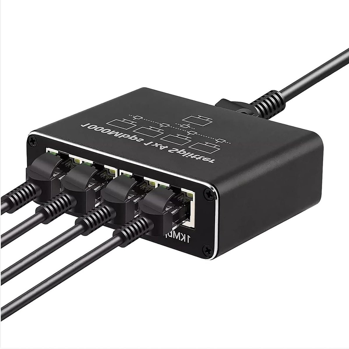 Ethernet Splitter 4 Poorten - Netwerk Verdeler Adapter - Netwerk Uitbreiding - 1000Mbps Snelheid - 1 naar 4 - Zilver