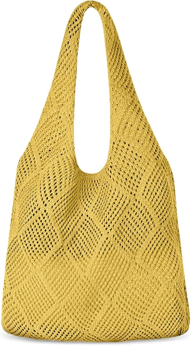 Retro Hollow Woven Schoudertas voor Dames, Gehaakte Handtas in Oranje, Trendy Mode Accessoire