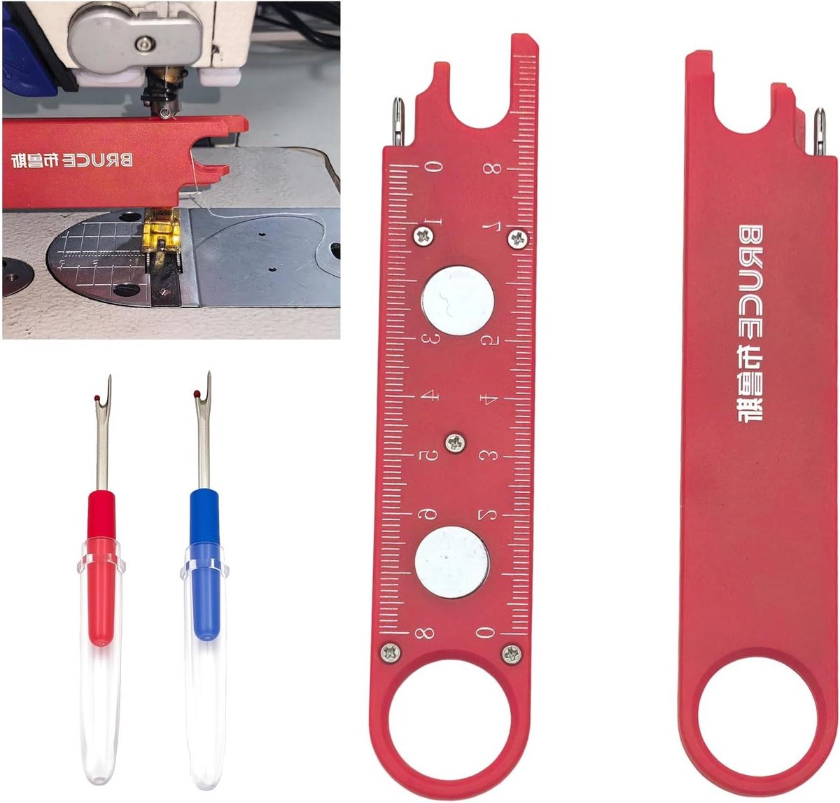 Naaimachine Draadinrijger - Naaihulp Tool - Snel Naalden Rijgen - Magnetische Randgeleider - 132 cm - Rood