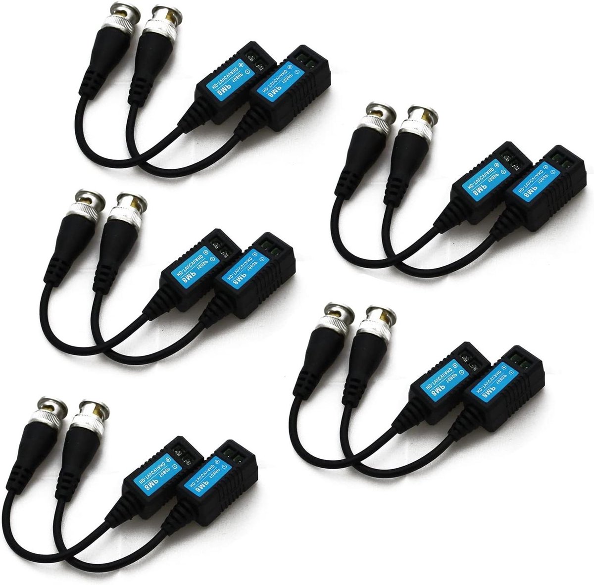 Video Balun Set - Transceiver Zenders - Camera Beveiliging - 4K 8MP HD Compatibel - 10 Stuks - Zwart